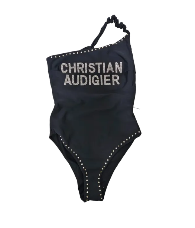 Icon one piece rhinestone black swimsuit