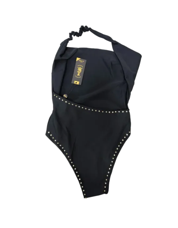 Icon one piece rhinestone black swimsuit