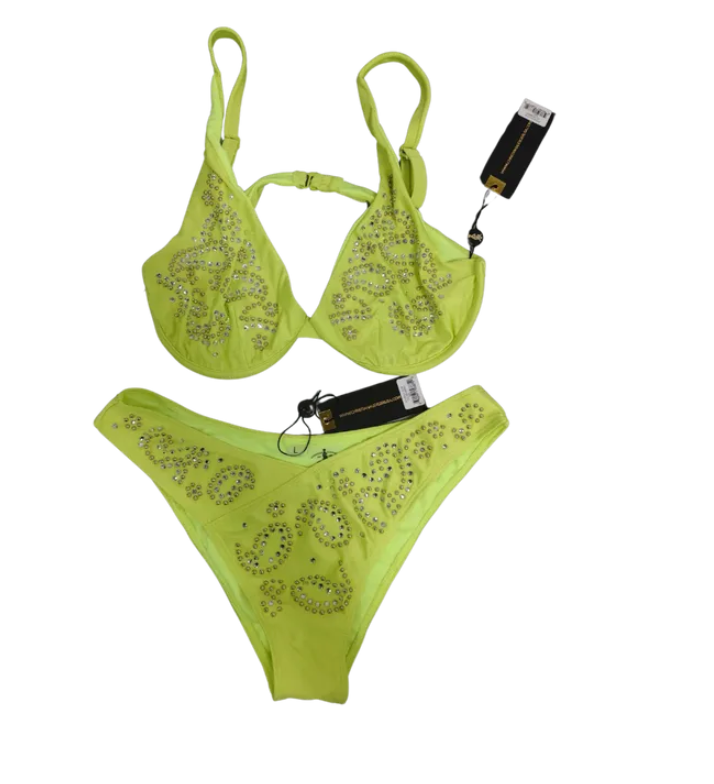 2 piece bra and contoured bikini style swimwear