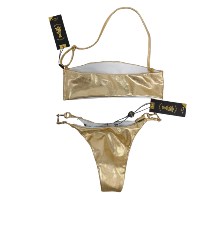 2 piece classic metallic bandeau