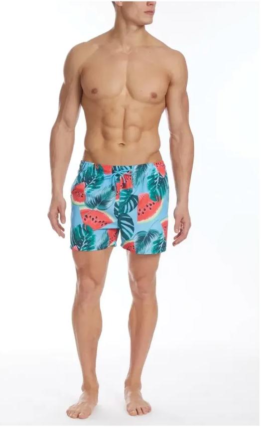 Christian Audigier Men's Swim Shorts Water Melon Leaf Print.