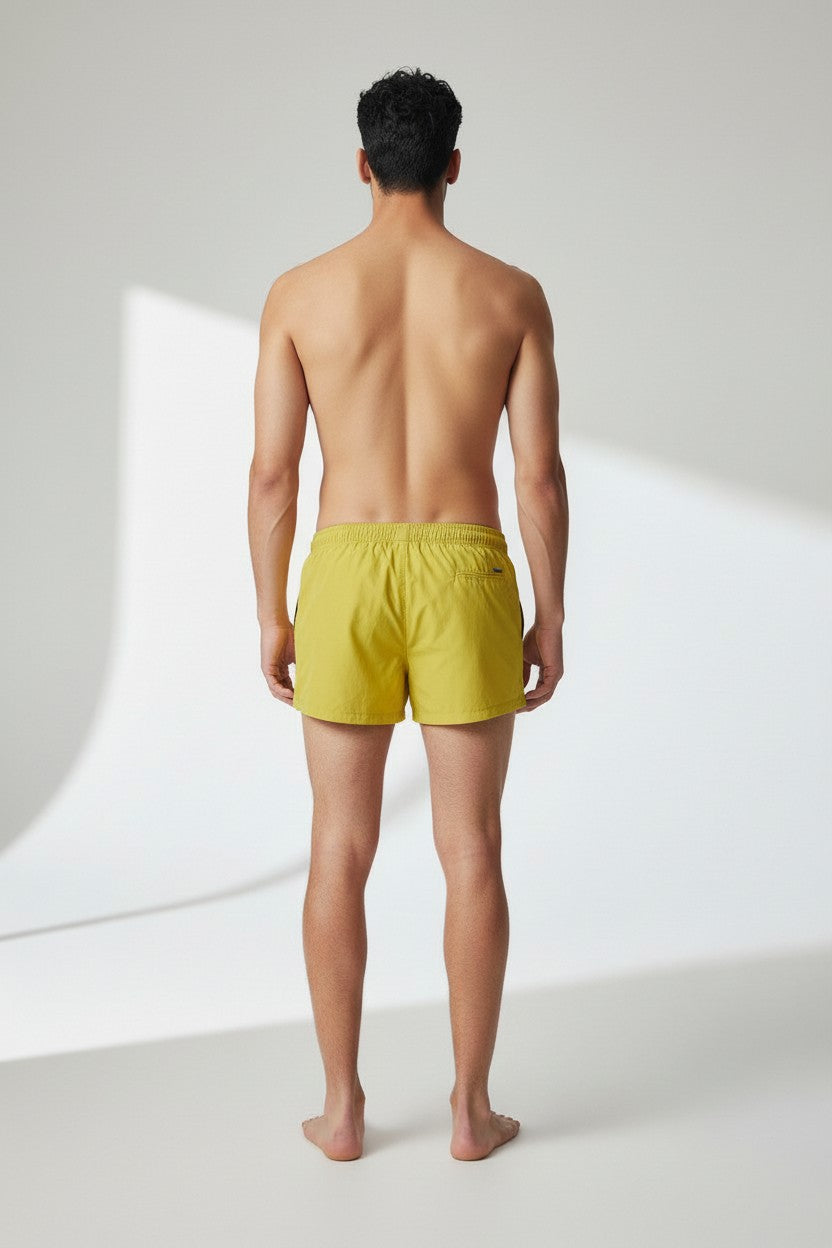 Christian Audigier Low Waist Swim Shorts with waist tie. BMS619-0009M