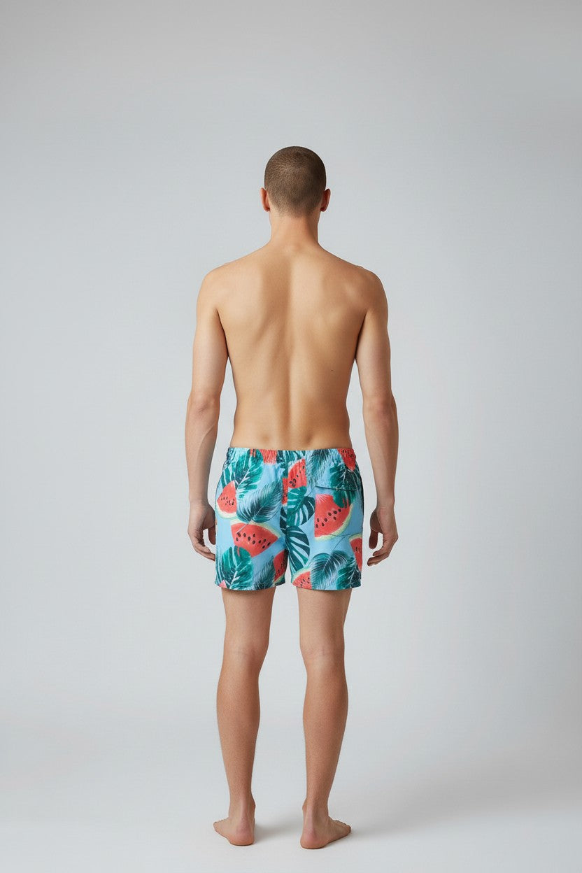 Christian Audigier Men's Swim Shorts Water Melon Leaf Print. BMS619-0011M