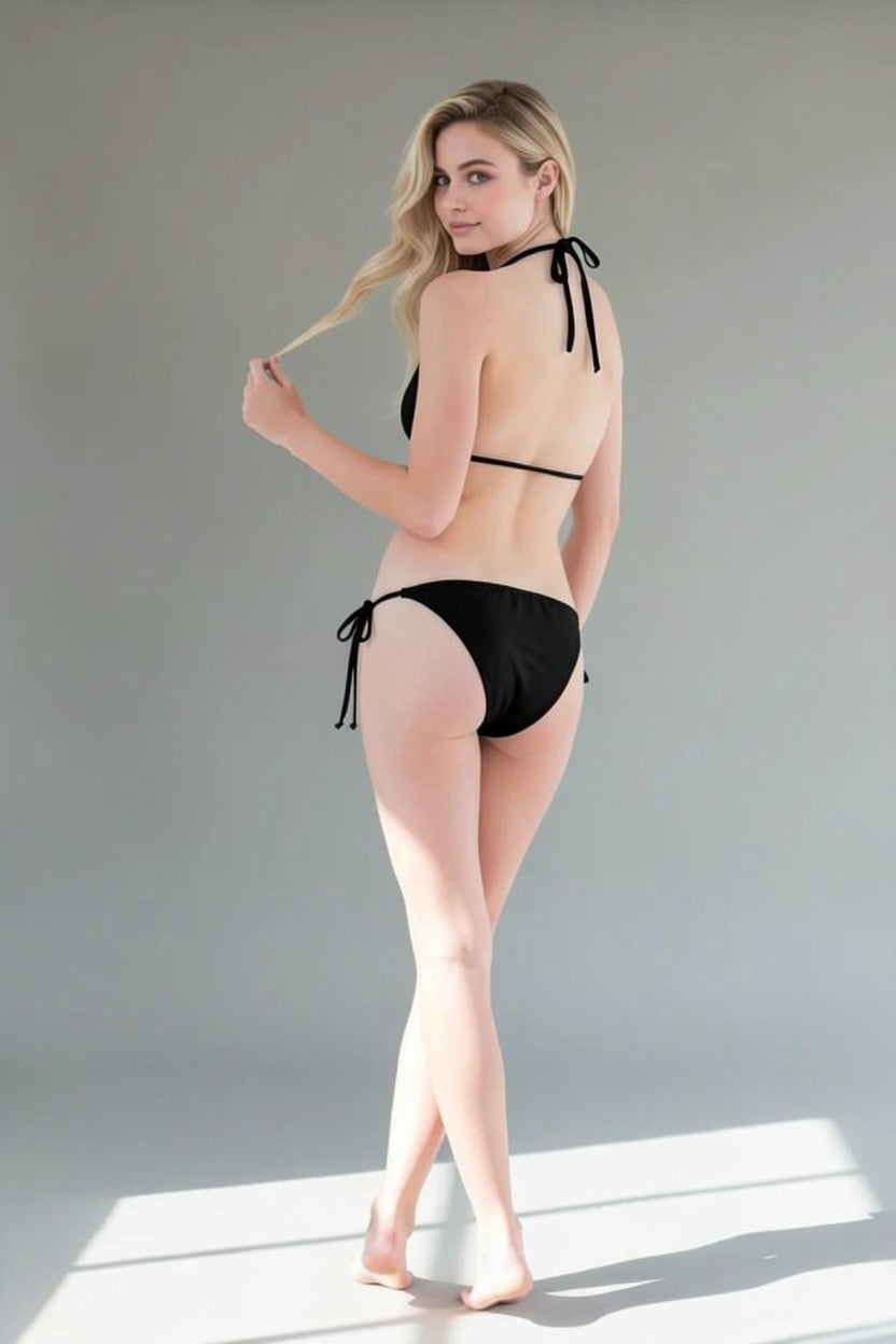 Reversible The Halter Triangle Top Bikini White Bottom Only BM0003-bottom