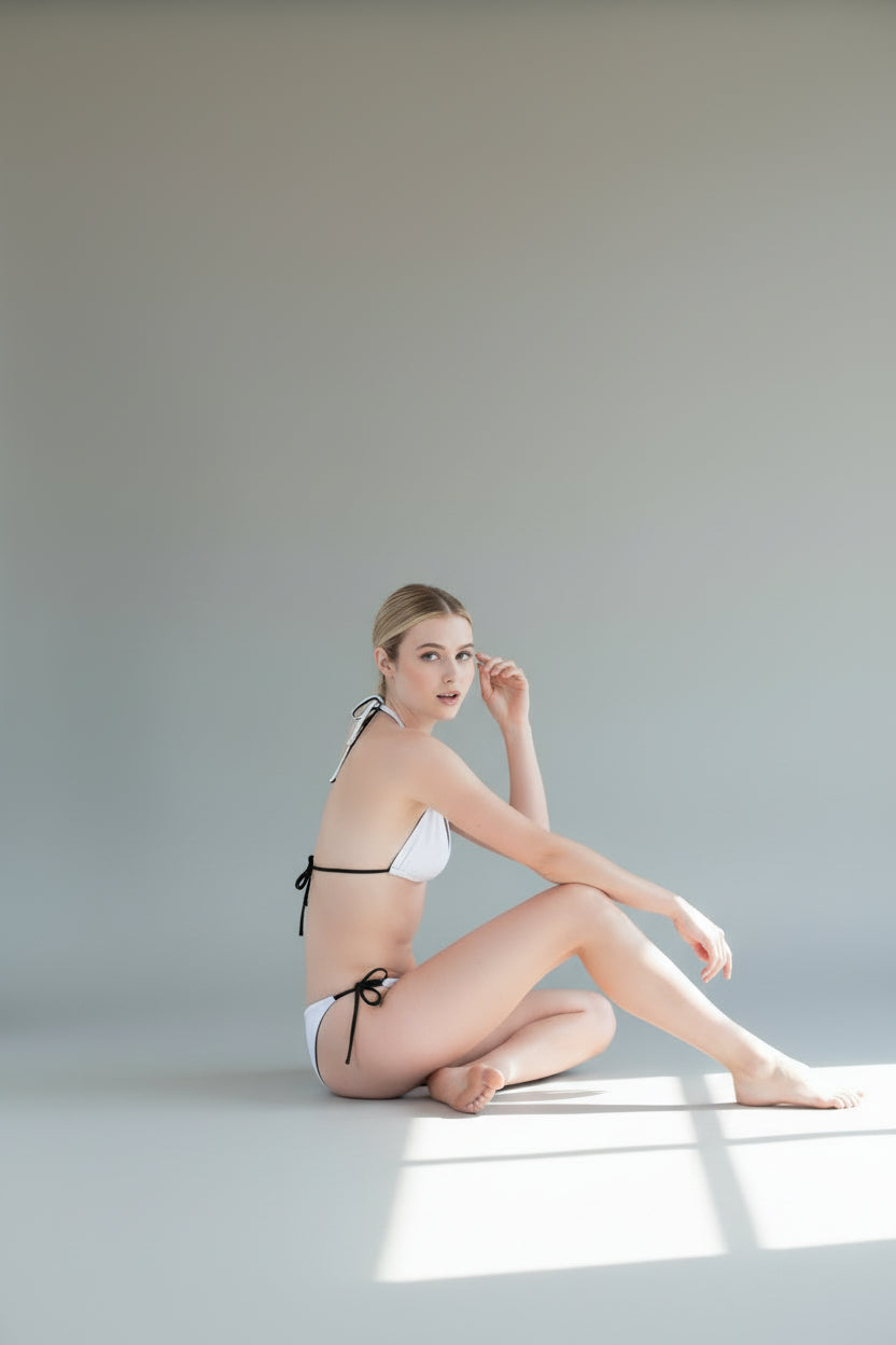 Reversible The Halter Triangle Top Bikini White Bottom Only BM0003-bottom