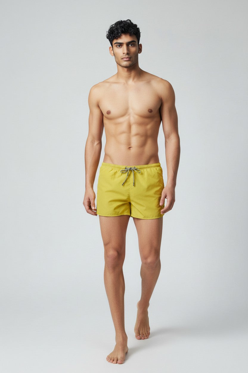 Christian Audigier Low Waist Swim Shorts with waist tie. BMS619-0009M