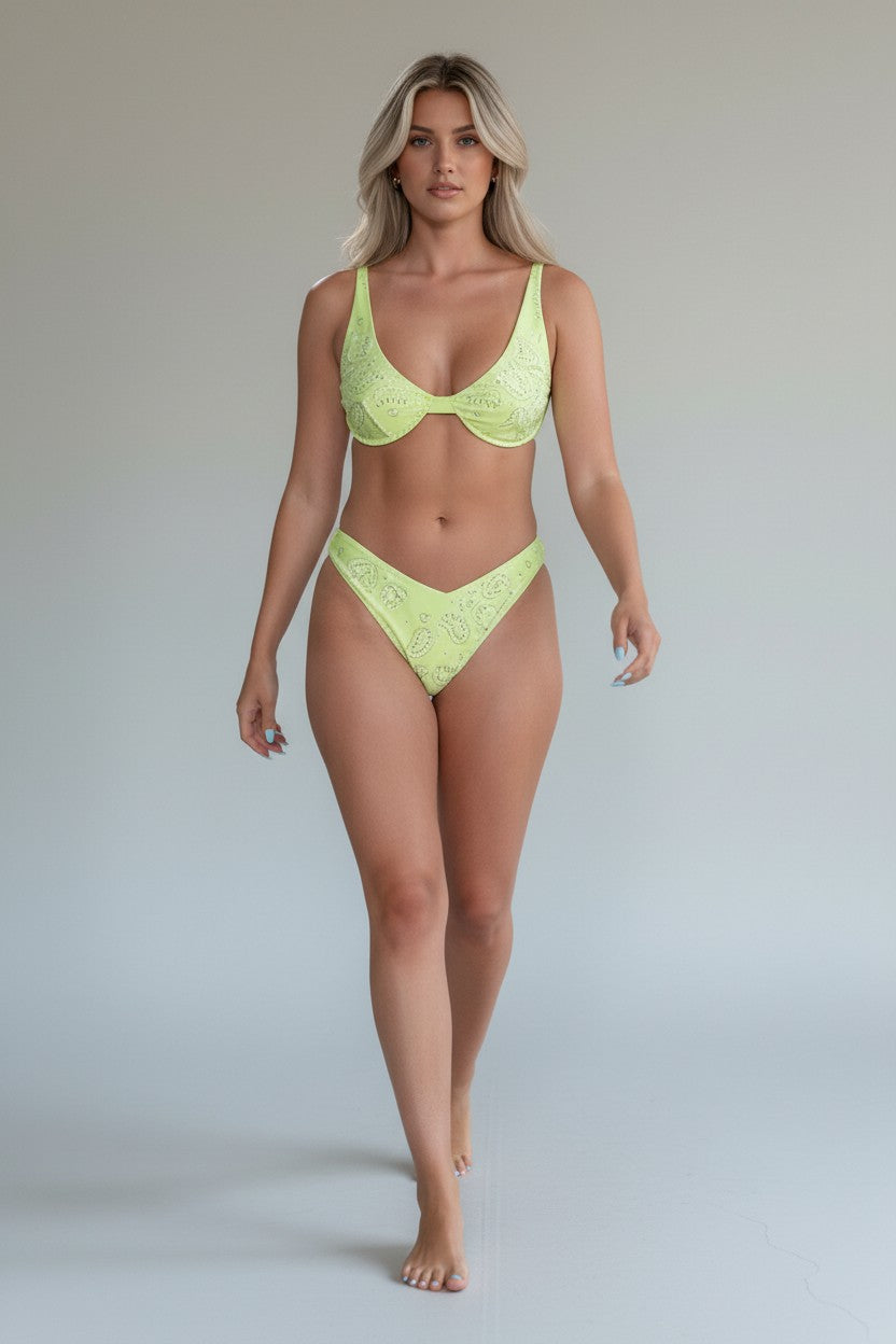 2 piece bra and contoured bikini style swimwear CA-10178 GRN